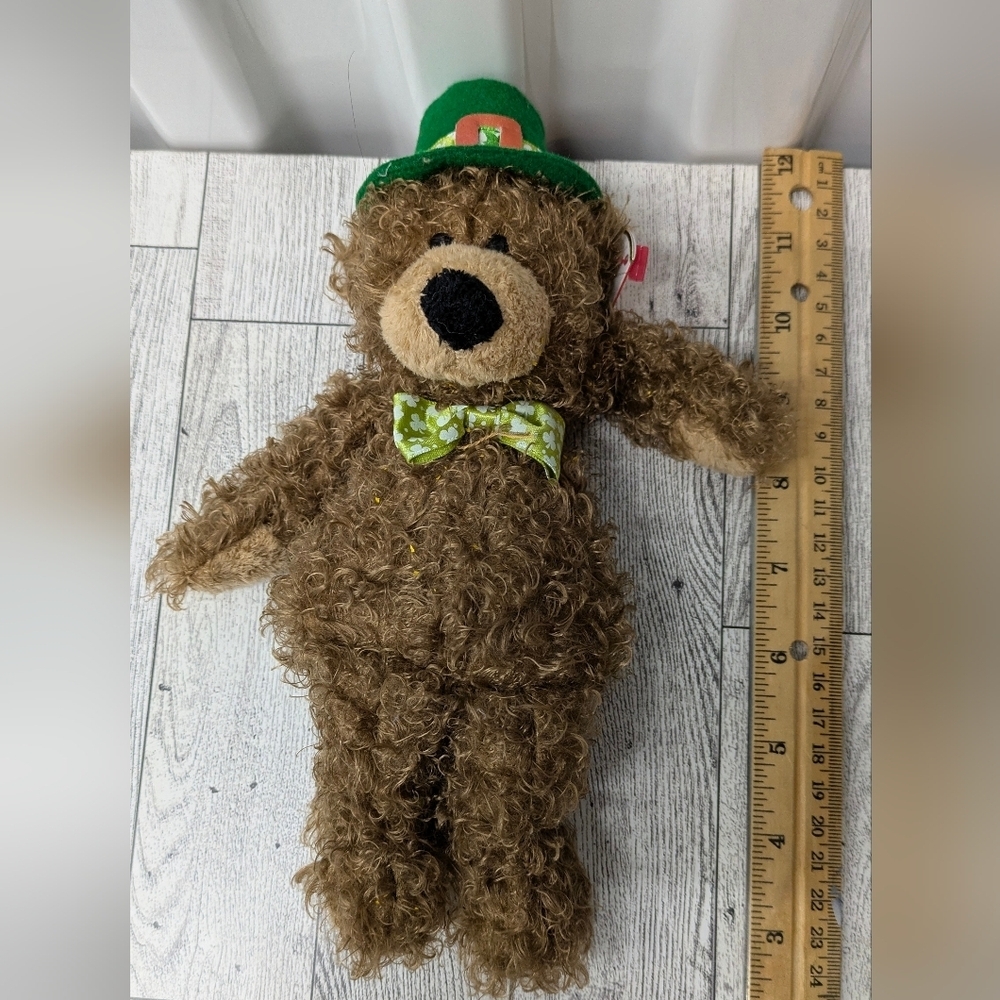 Ty lucky I Day Brown Bear with Green Hat and Bowtie